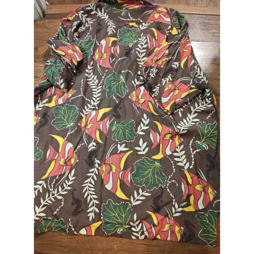 Vtg 90s Polo Ralph Lauren Mens XL Classic Hawaiian Fish Loop Collar Resort